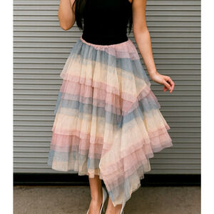 Howl Boho Tullen Skirt Womens S Gray Pink Asymmetrical Fairycore‎ Whimsical